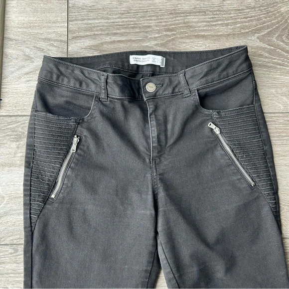 Zara Black Wash Stretch Moto  Skinny Jeans - Picture 2 of 10